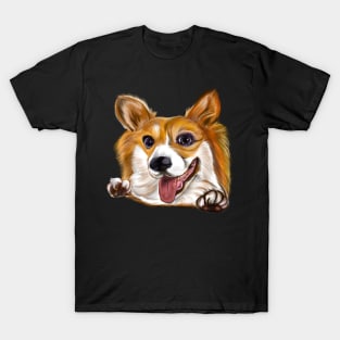 Dog, corgi - Pembroke  Welsh corgi face drawing, puppy love T-Shirt